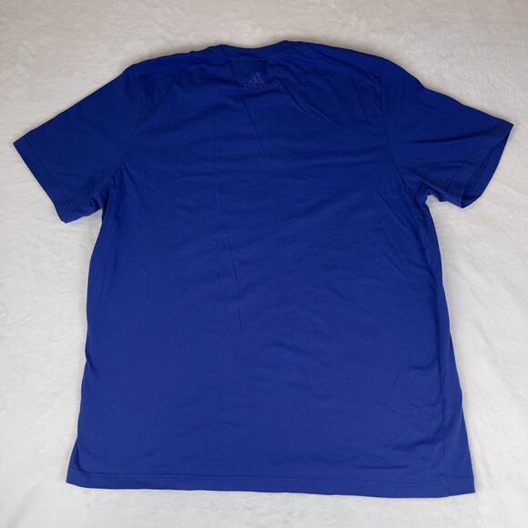 Adidas Tee Shirt Men's 2XL Blue Essentials Linear Logo Short‎ Sleeve Pullover - Picture 3 of 5